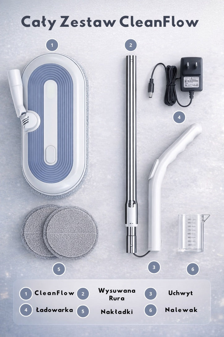 CleanFlow™ – Bezprzewodowy Mop Elektryczny