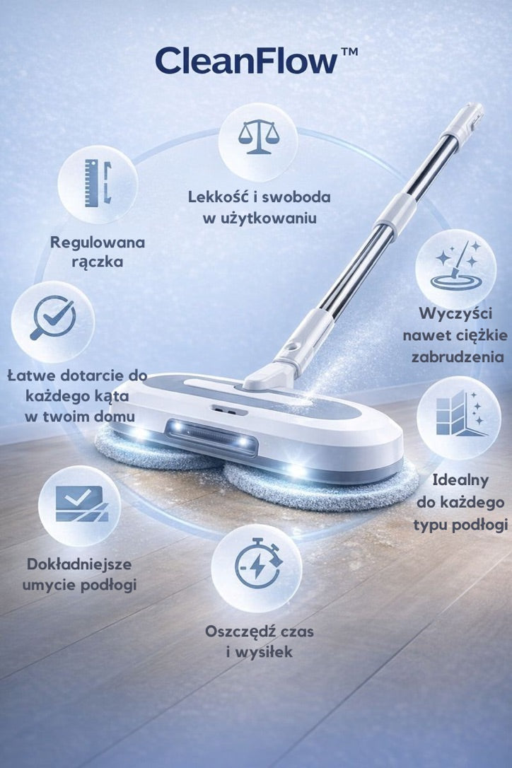 CleanFlow™ – Bezprzewodowy Mop Elektryczny